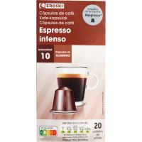 Café expresso intenso compatible Nespresso EROSKI, caja 20 uds