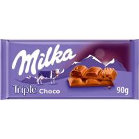 Chocolate triple sabor a chocolate MILKA, tableta 90 g