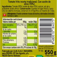 Tomate frito c/ aceite de oliva tradicional EROSKI, frasco 550 g