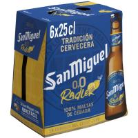 Cerveza 0,0 limón SAN MIGUEL, pack botellín 6x25 cl