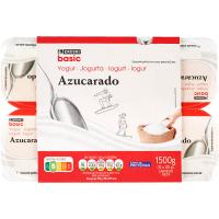 Yogur natural azucarado EROSKI basic, pack 12x125 g