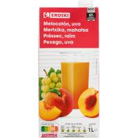 Bebida de melocotón-manzana-uva EROSKI, brik 1 litro