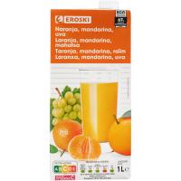 Zumo de naranja, mandarina y uva EROSKI, brick 1l