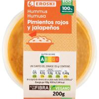 Hummus de pimiento rojo-jalapeño EROSKI, tarrina 200 g