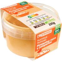 Hummus de pimiento rojo-jalapeño EROSKI, tarrina 200 g