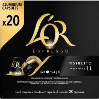 Café ristretto L'OR, caja 20 monodosis