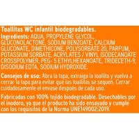 Toallitas wc infantil biodegradable EROSKI, pack 2x60 uds.