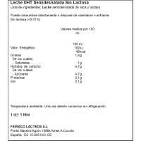 Leche semidesnatada sin lactosa FEIRACO, brik 1 litro