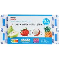 Yog.0,0% sabor fresa-piñ-pera-coco EROSKI basic, pack 8x125g