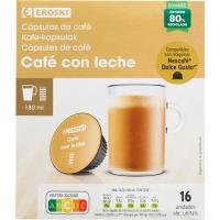 Café con leche comp. Dolce Gusto EROSKI, caja 16 uds