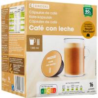 Café con leche comp. Dolce Gusto EROSKI, caja 16 uds