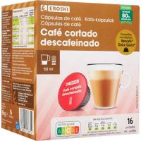 Café cortado descafeinado comp. Nespresso EROSKI, caja 16 uds