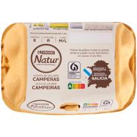 Huevo campero de Galicia M/L EROSKI Natur, cartón 6 uds.