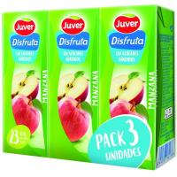 Zumo sin azúcar de manzana JUVER, pack 3x200 ml