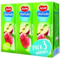 Zumo sin azúcar de manzana JUVER, pack 3x200 ml