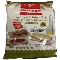 Pan tostado integral sin sal sin azúcar DOCAMPO, paquete 270 g