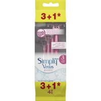 Maquinilla desechable 3 hojas VENUS SIMPLY BASIC, pack 3+1 uds