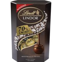 Bombones de cacao 70% LINDT Cornet Lindor, caja 200 g