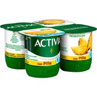 Activia 0% con piña DANONE, pack 4x120 g