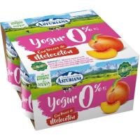Yogur desnatado con melocotón ASTURIANA, pack 4x125 g