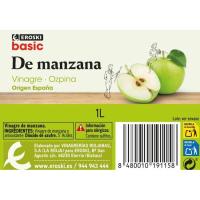 Vinagre de manzana EROSKI basic, botella 1 litro