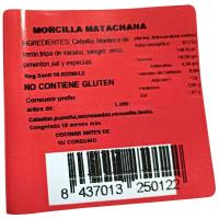 Morcilla MATACHANA, pieza al peso, compra mínima 300 g