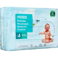 Pañal canales absorbentes 9-15 kg Talla4 EROSKI, paquete 50u