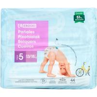 Pañal canales absorbentes 13-18 kg T5 EROSKI, paquete 44 u