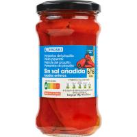 Pimiento del piquillo entero bajo en sal EROSKI, frasco 225 g