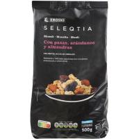 Muesli de pasas-arándanos-almendras Eroski SELEQTIA, bolsa 500 g