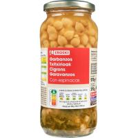 Garbanzos con espinacas EROSKI, frasco 370 g