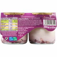 Yogur sabor mora y arándanos EROSKI, pack 2x125 ml