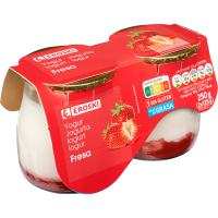 Yogur sabor fresa EROSKI, pack 2x125 g