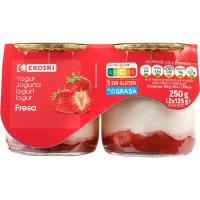 Yogur sabor fresa EROSKI, pack 2x125 g