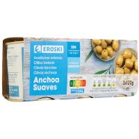 Aceituna rellena suave EROSKI, pack 3x50 g