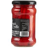 Pimiento de piquillo entero c/ ajo JOYAS DEL VALLE, frasco 220 g