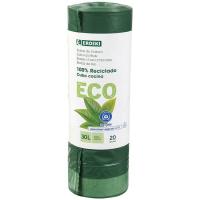 Bolsa de basura 100% reciclado 30 l. eco EROSKI, paquete 20 uds.