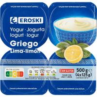 Yogur griego de lima-limón EROSKI, pack 4x125 g