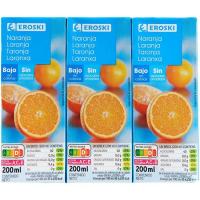 Bebida de naranja sin azúcar añadido EROSKI, pack 6x20 cl