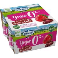 Yogur desnatado de fresa-dátil ASTURIANA, pack 4x125 g