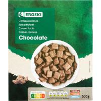 Cereales rellenos de chocolate EROSKI, caja 500 g