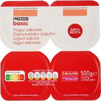 Yogur sabor fresa EROSKI basic, pack 4x125 g