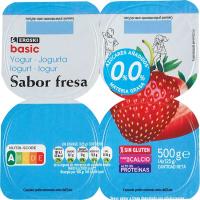 Yogur desnatado sabor fresa EROSKI basic, pack 4x125 g