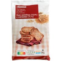 Pan tostado multicereal EROSKI, 30, rebanadas, paquete 270 g