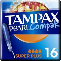 Tampón superplus TAMPAX COMPAK PEARL, caja 16 uds