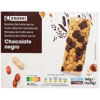 Barritas de frutos secos con chocolate EROSKI, caja 140 g