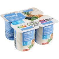 Yogur desnatado sabor piña EROSKI, pack 4x125 g
