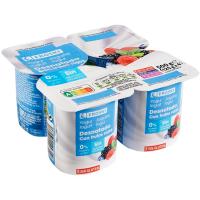 Yogur desnatado con frutos rojos EROSKI, pack 4x125 g