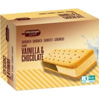 Sandwich de vainilla-chocolate  DELIZIOSO GELATO, pack 6x100 ml