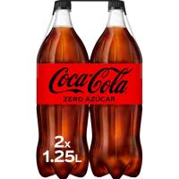 Refresco de cola sin azúcar COCA COLA, pack 2x1,25 litros